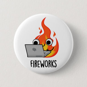 Macaron Rond 5 Cm Fireworks Funky Fire Flame Pun