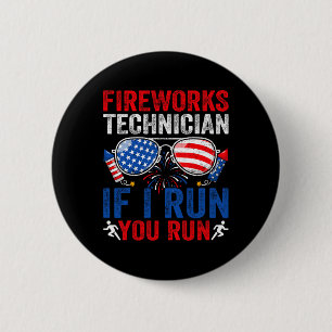 Macaron Rond 5 Cm Fireworks Technician Drôle 4 juillet Sungles Men