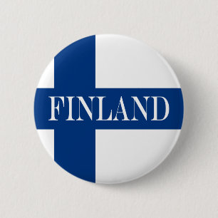 Macaron Rond 5 Cm Flag of Finland Blue Cross Suomi