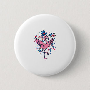 Macaron Rond 5 Cm Flamant patriotique feux d'artifice conception vec