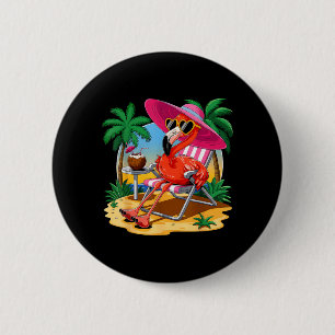 Macaron Rond 5 Cm Flamant Rose Ambiance Estivale Plage Palmier Été
