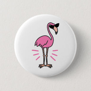 Macaron Rond 5 Cm Flamant rose anniversaire, flamants, lunettes de s