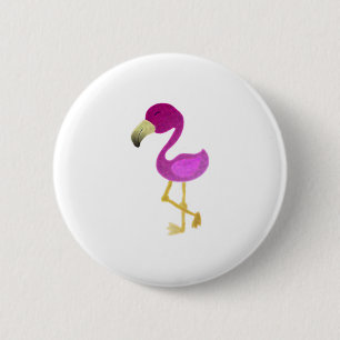 Macaron Rond 5 Cm Flamant rose aquarelle