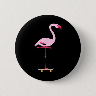 Macaron Rond 5 Cm Flamant Rose de Skateboard Graphique Drôle et Cool