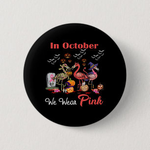 Macaron Rond 5 Cm Flamant rose En Octobre Nous Portons Pink Breast C