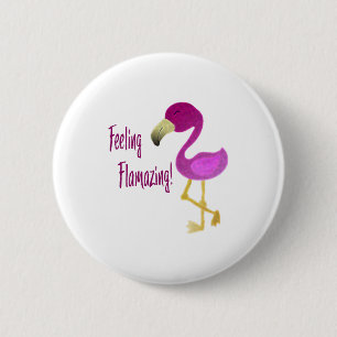 Macaron Rond 5 Cm Flamant rose flamboyant