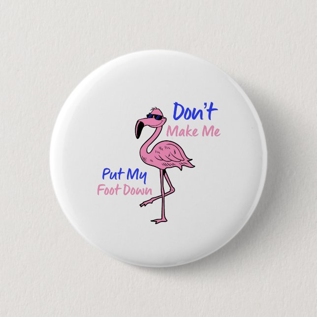 Macaron Rond 5 Cm Flamant rose rose amusant (Devant)