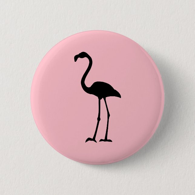 Macaron Rond 5 Cm Flamant rose rose et noir (Devant)