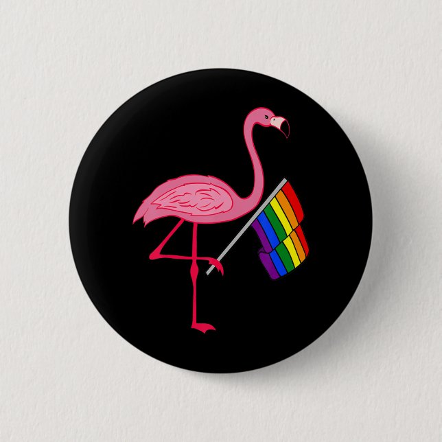 Macaron Rond 5 Cm Flamant rose rose gay pride Lgbt Pride Mois Cadeau (Devant)