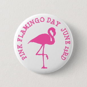 Macaron Rond 5 Cm Flamant rose ROSE JOUR 23JUIN BOUTON