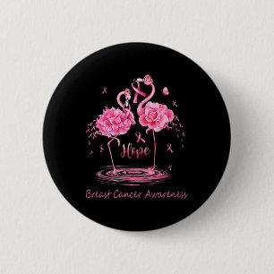 Macaron Rond 5 Cm Flamant rose rose Ruban Papillons Cancer du sein A