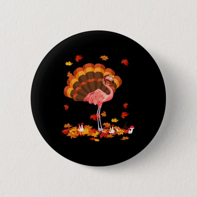 Macaron Rond 5 Cm Flamant rose Turquie mignonne Flamant rose Turquie (Devant)