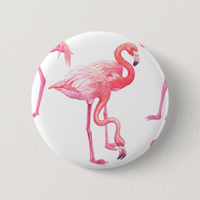 Macaron Rond 5 Cm Flamants roses (Devant)