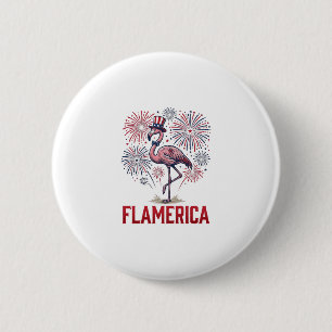 Macaron Rond 5 Cm Flamérica Flamant Patriotique Vintage Conception d