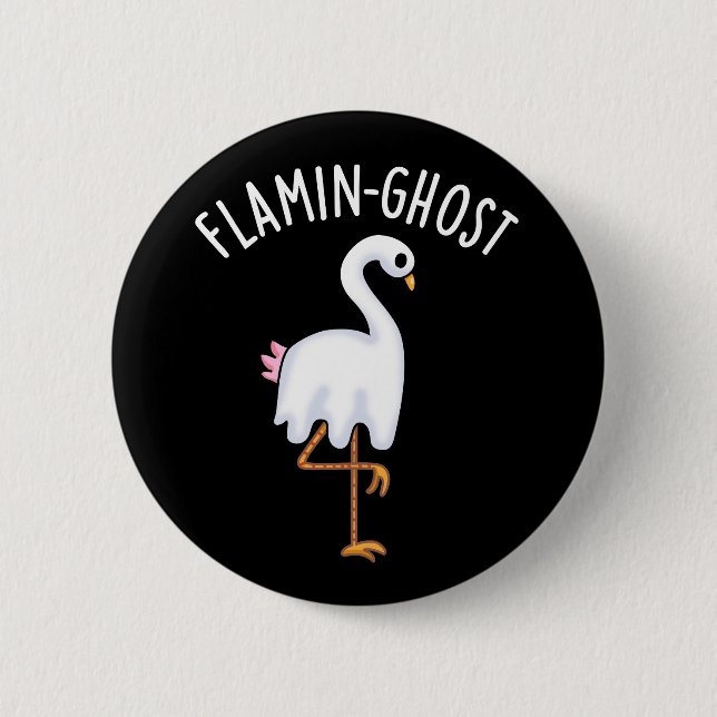 Macaron Rond 5 Cm Flamin-fantôme Funny Flamant rose Fantôme Pun Fant (Devant)