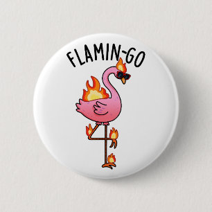 Macaron Rond 5 Cm Flamin-go Funny Flamant rose Pun
