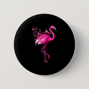 Macaron Rond 5 Cm Flamingo rose oiseau sensibilisation au cancer du