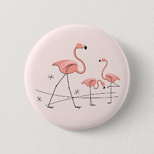 Macaron Rond 5 Cm Flamingos Pink Trio 2 button