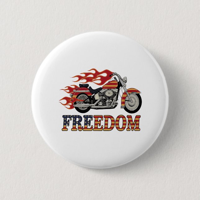 Macaron Rond 5 Cm Flammes de moto Liberté (Devant)