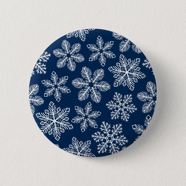 Macaron Rond 5 Cm Flammes de neige sur bleu foncé (Devant)