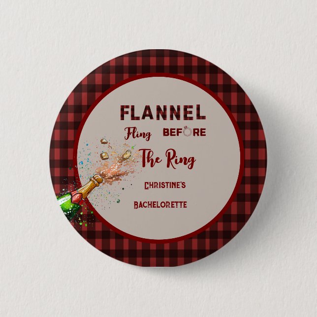 Macaron Rond 5 Cm Flannel Fling avant anneau rouge plaid bachelorett (Devant)