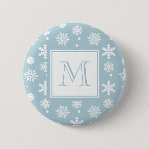 Macaron Rond 5 Cm Flèches de neige bleu et blanc Motif 1 avec Monog