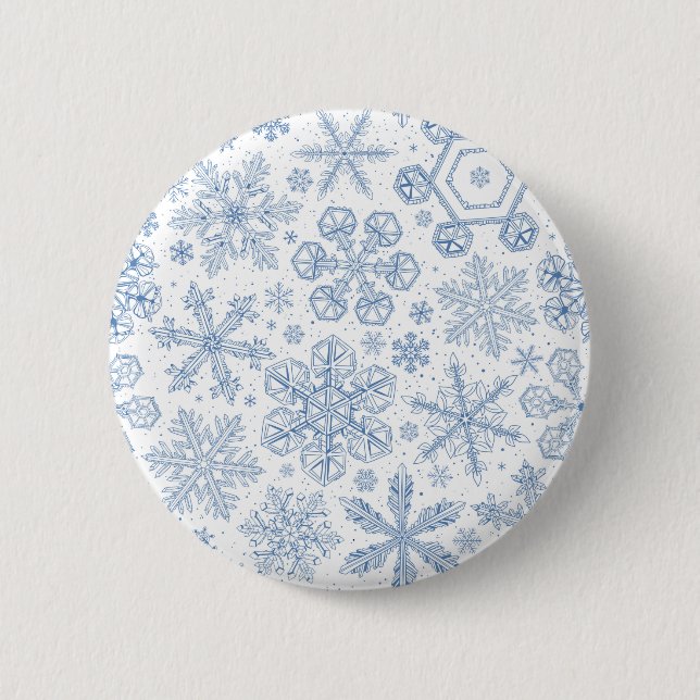 Macaron Rond 5 Cm Fléchettes de neige grises sur blanc (Devant)