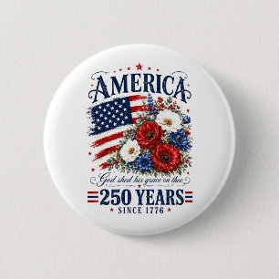 Macaron Rond 5 Cm Fleur 250e anniversaire des États-Unis d'Amérique