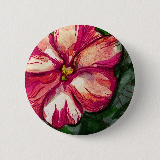 Macaron Rond 5 Cm Fleur Balsam rose (Devant)