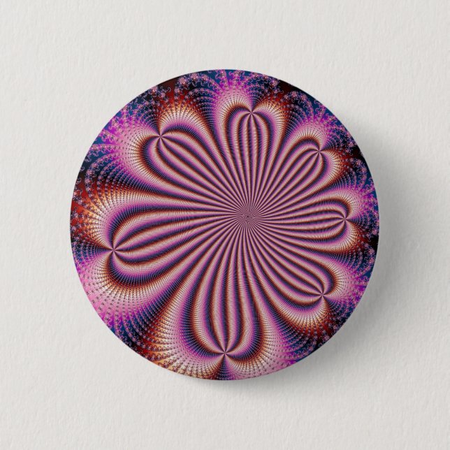 Macaron Rond 5 Cm Fleur - Bouton fractal (Devant)