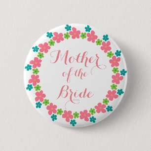 Macaron Rond 5 Cm Fleur de calligraphie de la mère de la mariée pour