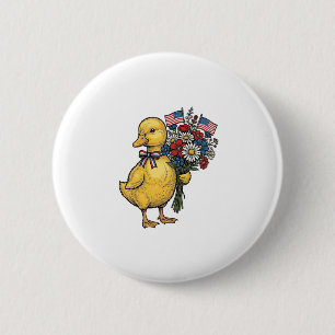 Macaron Rond 5 Cm Fleur de Caneton Patriotique Bouquet de Fleurs Vin