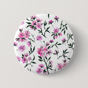 Macaron Rond 5 Cm Fleur de cerisier blanc sur blanc