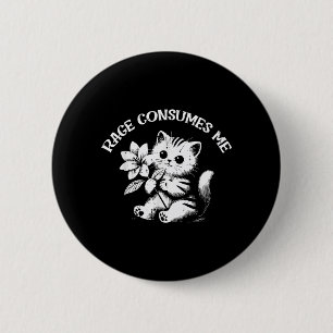 Macaron Rond 5 Cm Fleur de chat Rage Consomme Drôle de dicton Chat F