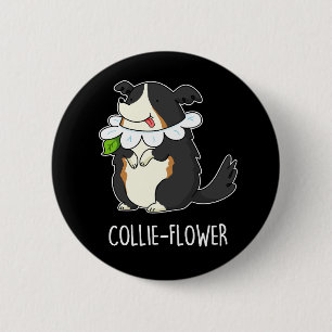 Macaron Rond 5 Cm Fleur de colle Funny Bordure Collie Chien Pun Dark