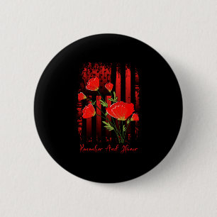 Macaron Rond 5 Cm Fleur de coquelicot rouge pour hommes jour de la m