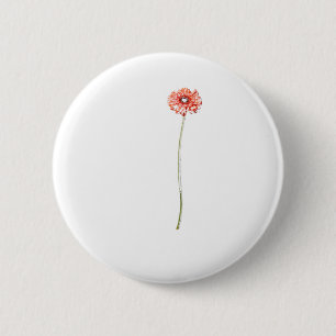 Macaron Rond 5 Cm Fleur de Gerbera rouge pâle