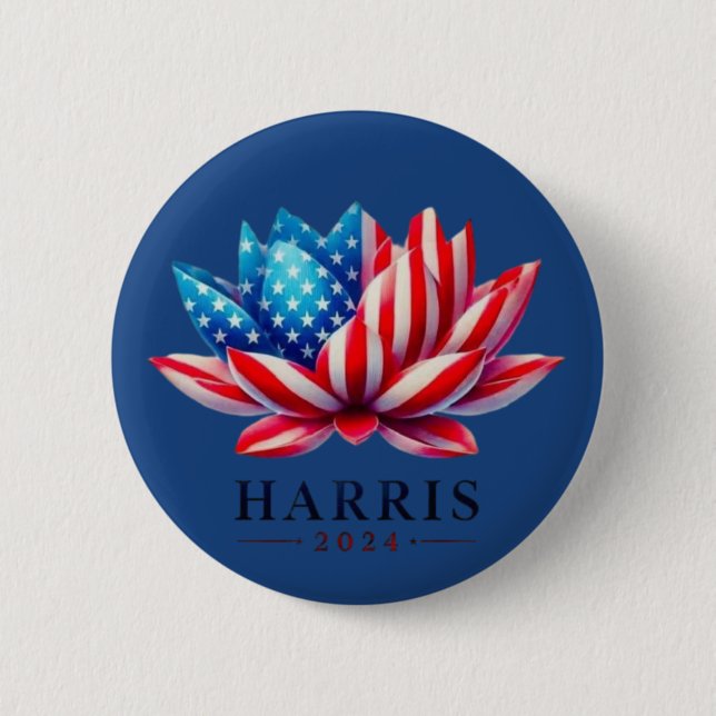Macaron Rond 5 Cm Fleur de kamala harris personnalisée Amérique (Devant)
