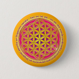 Macaron Rond 5 Cm Fleur de la vie avec mantra Moola