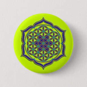 Macaron Rond 5 Cm Fleur de la vie / Blume des Lebens - Lotus Contour