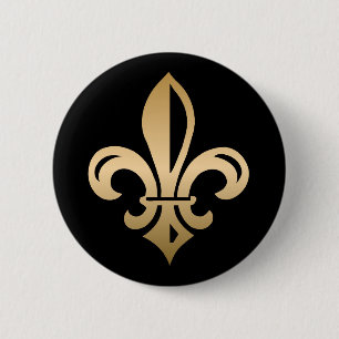 Macaron Rond 5 Cm Fleur de Lis en noir