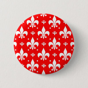 Macaron Rond 5 Cm Fleur de lis rouge Motif