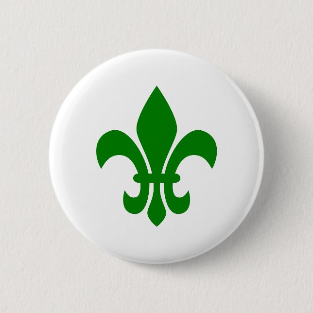 Macaron Rond 5 Cm Fleur de Lis verte (Devant)