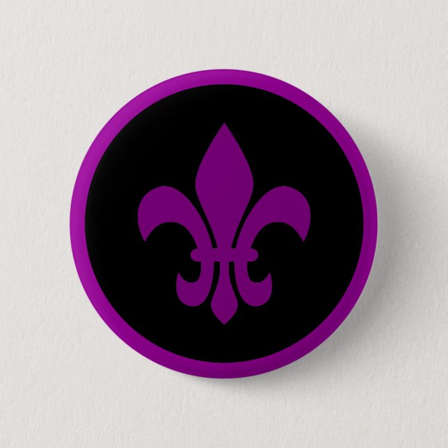 Macaron Rond 5 Cm Fleur de Lis violet (Devant)