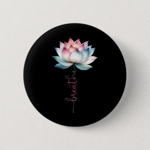 Macaron Rond 5 Cm Fleur de Lotus Respirer Hippie Mystique Méditation
