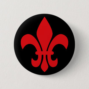 Macaron Rond 5 Cm Fleur de Lys rouge