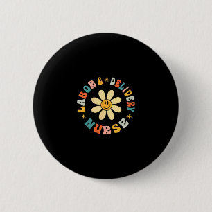 Macaron Rond 5 Cm Fleur de marguerite rétro infirmière en salle d'ac