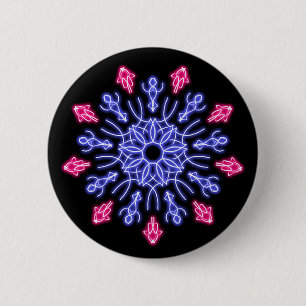 Macaron Rond 5 Cm Fleur de néon bleu et rouge