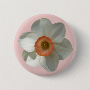Macaron Rond 5 Cm Fleur de printemps de jonquille rose