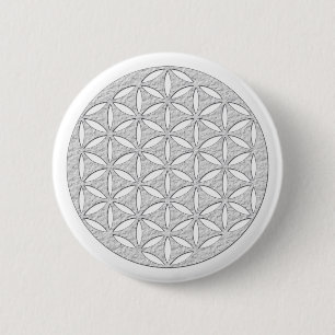 Macaron Rond 5 Cm Fleur de Vie / Blume des Lebens - blanc poinçonné